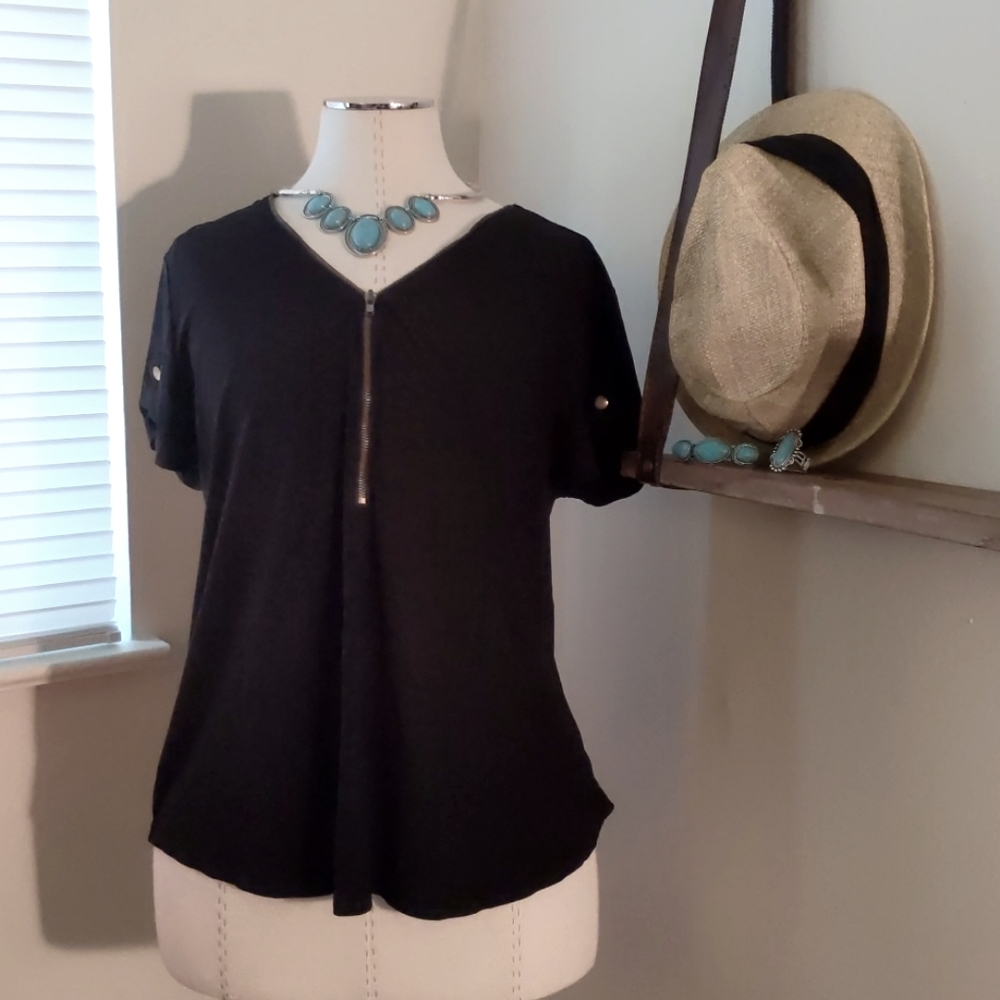 Funky Black Shirt with Zipper